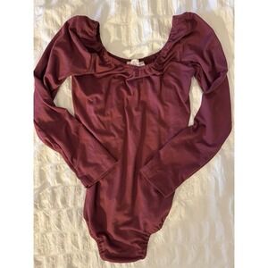 Bailey's Blossoms‎ Maroon Bodysuit Size 5T Long Sleeve